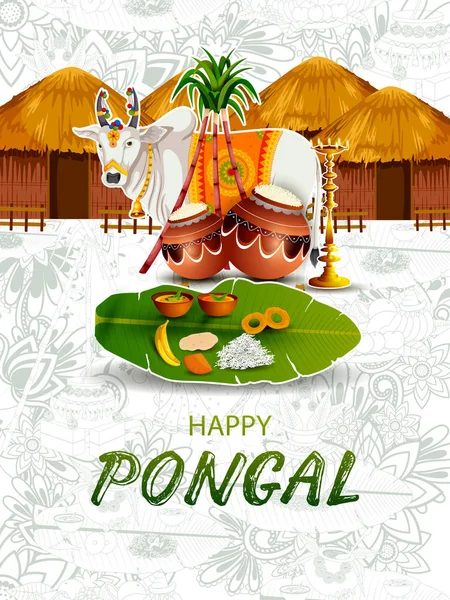 Feliz festival Pongal de Tamil Nadu India fondo — Vector de stock