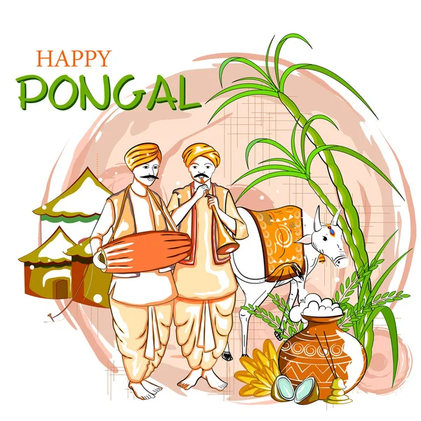 Felice festa di Pongal Tamil Nadu India sfondo — Vettoriale Stock