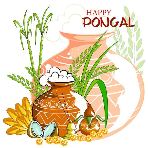 Feliz festival Pongal de Tamil Nadu Índia fundo — Vetor de Stock