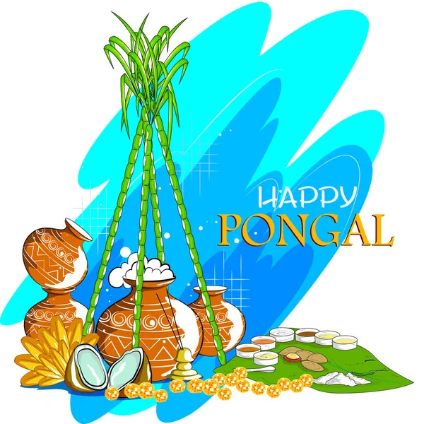 Happy Pongal festival de Tamil Nadu India background — Vector de stoc