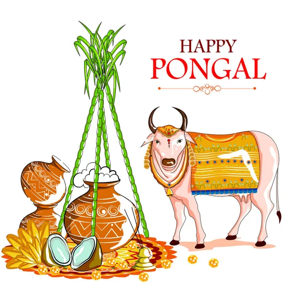 Feliz festival Pongal de Tamil Nadu India fondo — Vector de stock