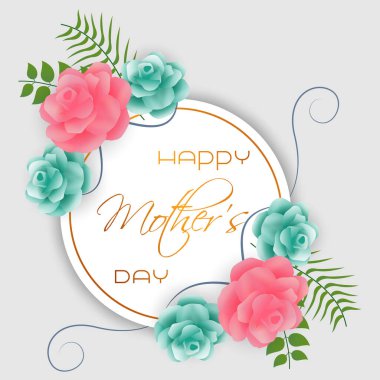 Mutlu Anneler Günü için çiçek dolu tebrik kartı tasarımı.