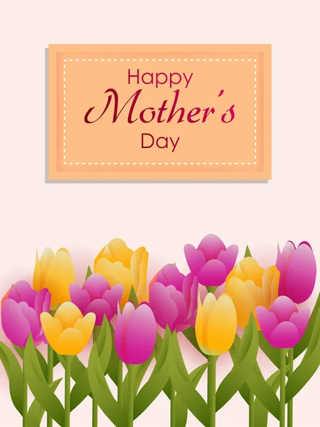 Mutlu Anneler Günü için çiçek dolu tebrik kartı tasarımı. — Stok Vektör