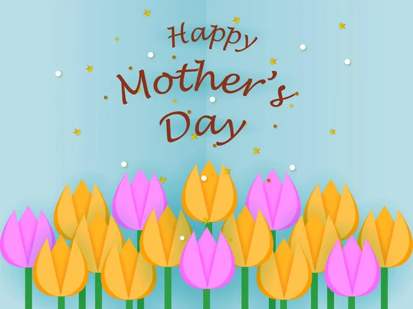 Mutlu Anneler Günü için çiçek dolu tebrik kartı tasarımı. — Stok Vektör