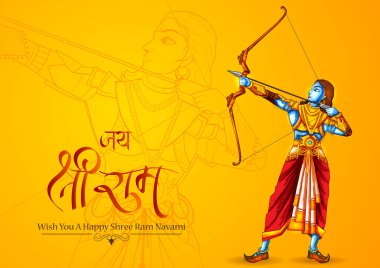 Ram Navmi arka planında Hint masajı ve Shree Rama festivali var.