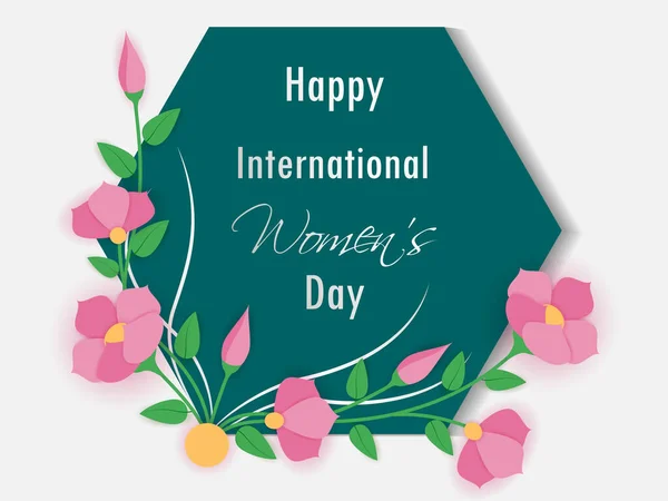 Illusztráció a gyönyörű nő Happy International Women Day üdvözlet Háttér — Stock Vector