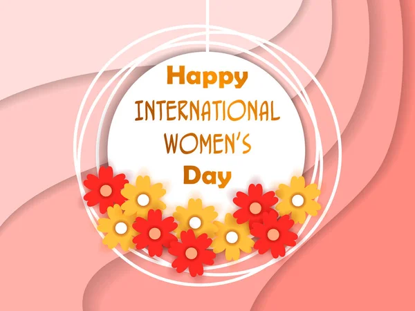 Illustratie van mooie vrouw voor Happy International Womens Day begroetingen Achtergrond — Stockvector