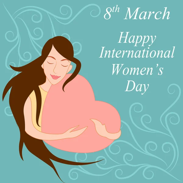 Illustratie van mooie vrouw voor Happy International Womens Day begroetingen Achtergrond — Stockvector