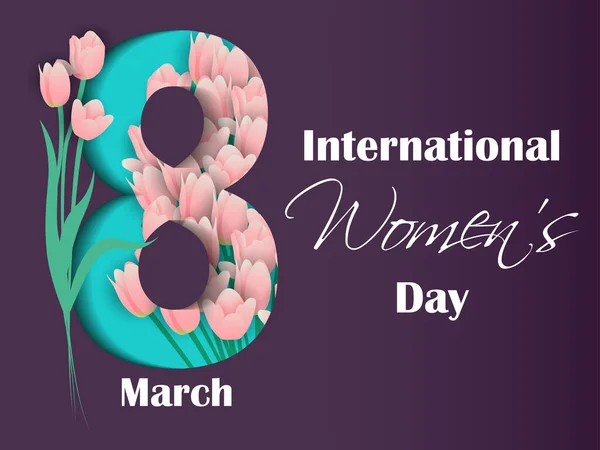 Illustratie van mooie vrouw voor Happy International Womens Day begroetingen Achtergrond — Stockvector