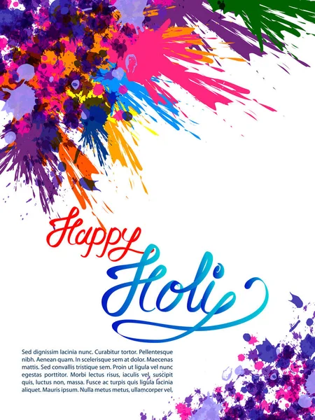 भारत में रंगों के त्योहार के लिए रंगीन हैप्पी होइल पृष्ठभूमि का चित्रण — स्टॉक वेक्टर