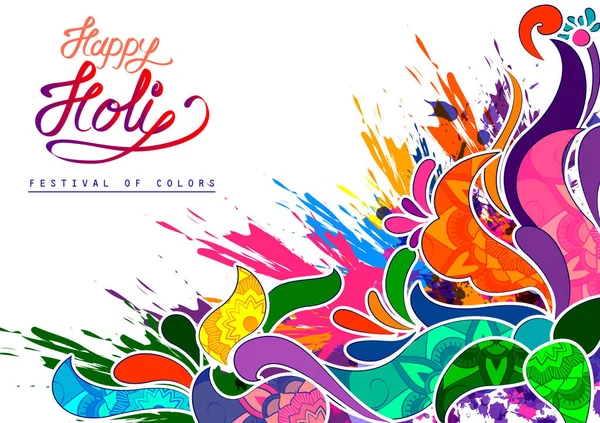 Ilustração de fundo colorido Happy Hoil para festival de cores na Índia — Vetor de Stock