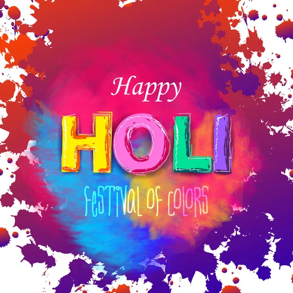 인도의 색채 축제를 배경으로 한 다채 로운 행복 한 호 일의 삽화 — 스톡 벡터