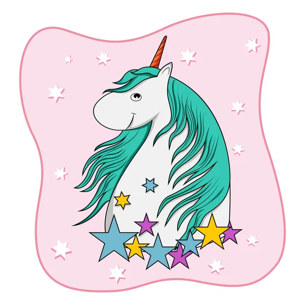 Colorido cuento de hadas de moda unicornio invitación tarjeta plantilla fondo para cumpleaños — Vector de stock