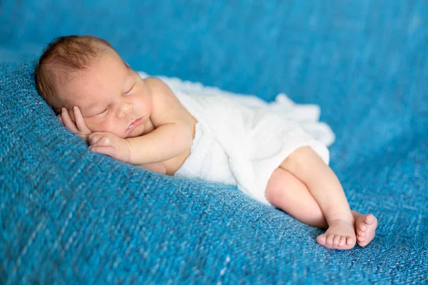 Newborn baby boy, sleeping happily — Stock Photo, Image