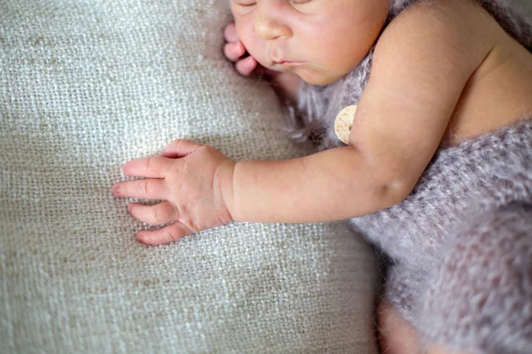 Newborn baby boy, sleeping happily — Stock Photo, Image