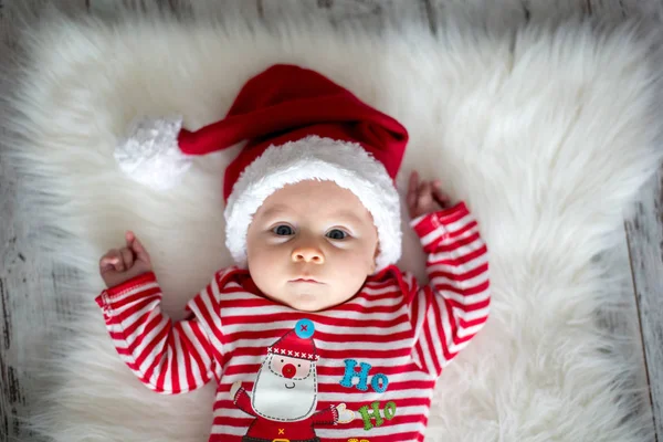 Christmas portrait of cute little newborn baby boy — Stock Photo, Image