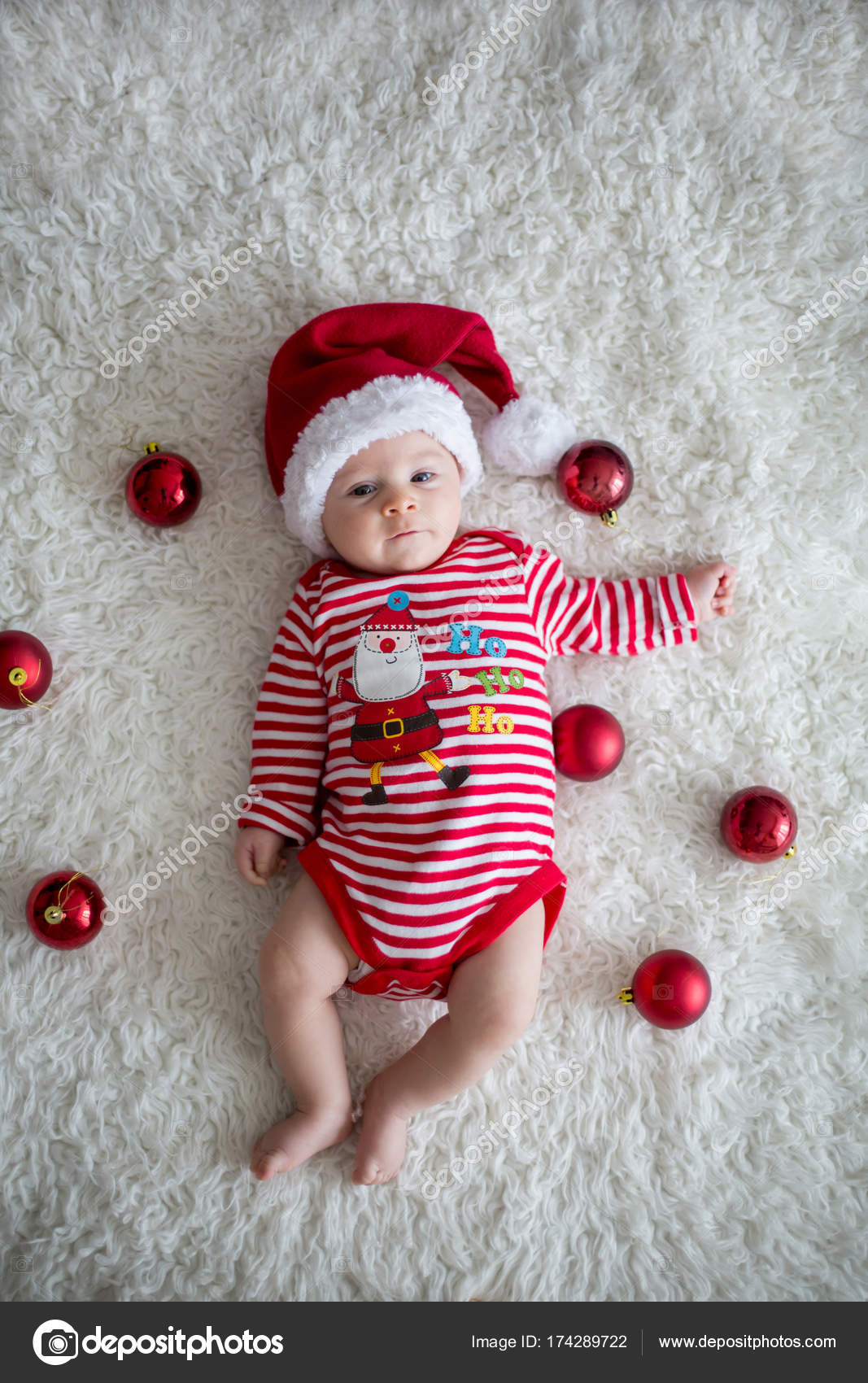 Christmas Portrait Of Cute Little Newborn Baby Boy Stock Photo C T