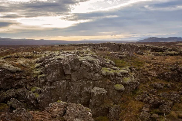 Landschappelijk uitzicht op Thingvellir National Park rift vallei, — Stockfoto