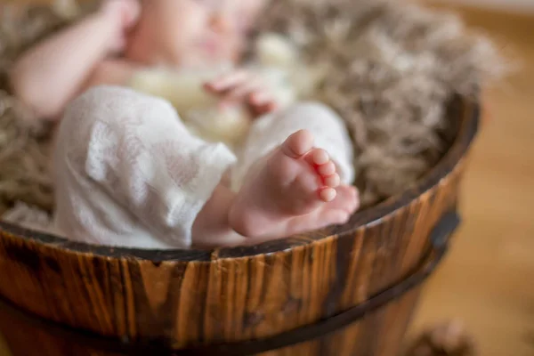 Close Portrait Newborn Baby Girl Studio — Stock Photo, Image