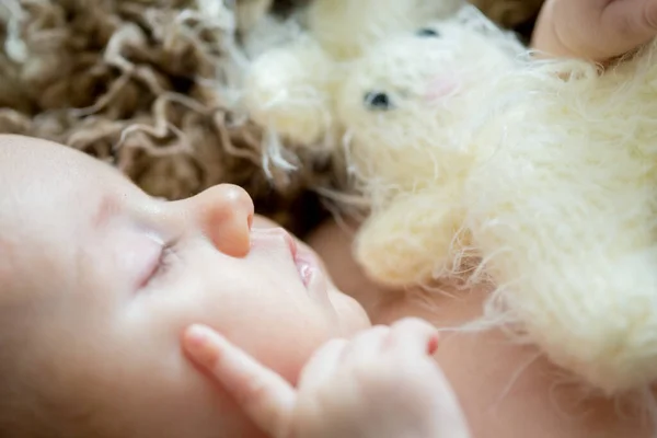 Close Portrait Newborn Baby Girl Studio — Stock Photo, Image