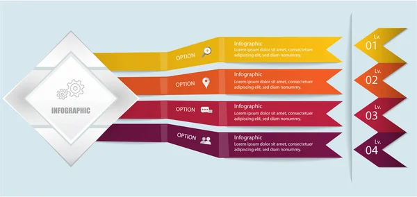 Illustration Vectorielle Modèle Infographie Moderne Avec Modèles Zones Texte Colorées — Image vectorielle