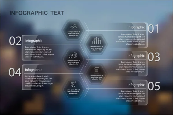 Moderní Infographic Ikonami Textovými Poli Rozmazaném Nesoustředěném Pozadí Pro Podnikání — Stockový vektor