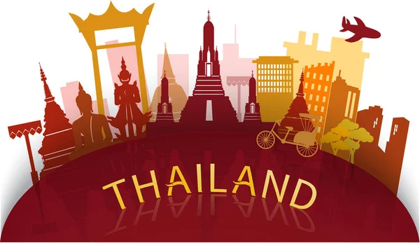 Tailandia Ilustrador Viajes Monumentos Famosos Atracción Turística Tailandia Con Estilo — Archivo Imágenes Vectoriales
