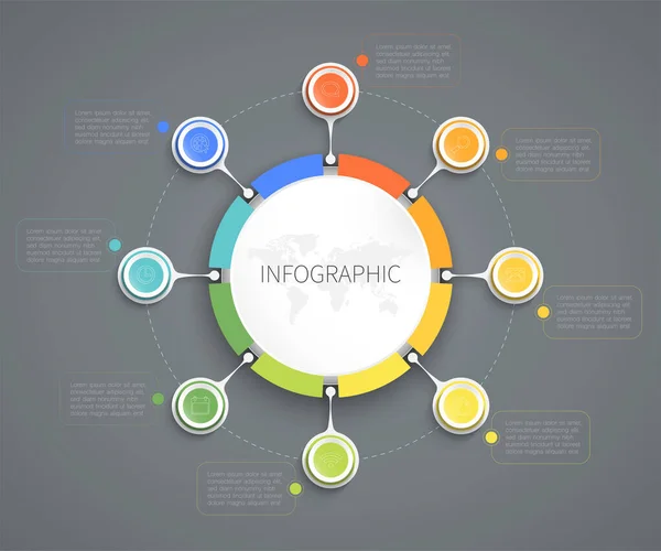 Kleurrijke Cirkel Infographic Vector Illustratie Verbonden Met Opties Tekstvakken Kunnen — Stockvector