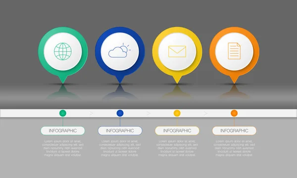 Infographie Chronologique Colorée Avec Icône Pour Les Entreprises Les Start — Image vectorielle