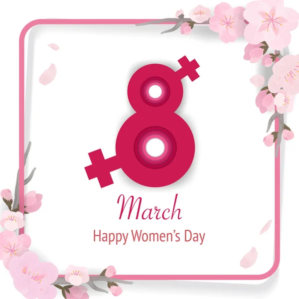 Happy Woman Day Template Vector Illustration Woman Sign Place Text — Stock Vector