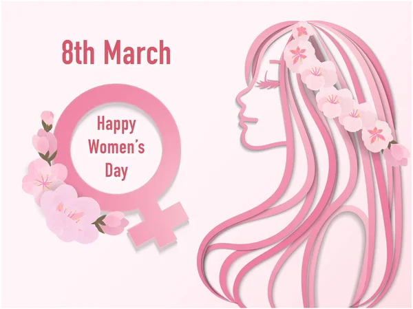 Happy Woman Day Template Vector Illustration Paper Cut Woman Place — Stock Vector