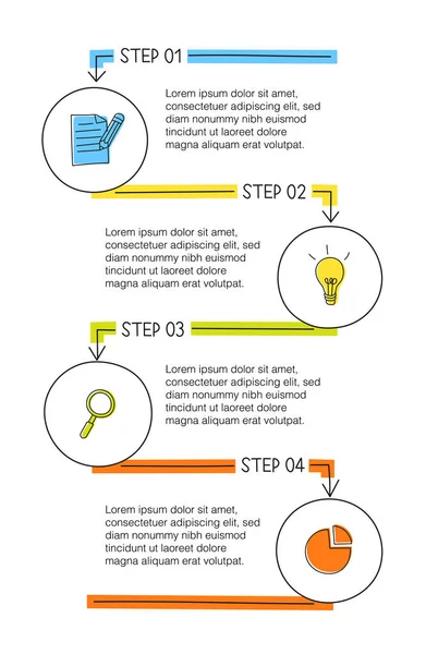 Infographie Verticale Dessinée Main Illustration Vectorielle Avec Options Colorées Peut — Image vectorielle