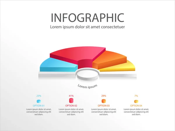 Kolorowy Wykres Pół Pie Infografika Wektor Ilustracja Pół Biznesowego Wykresu — Wektor stockowy