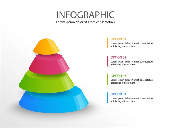 Infographie Créative Cône Illustration Vectorielle Avec Cône Coloré Place Pour — Image vectorielle