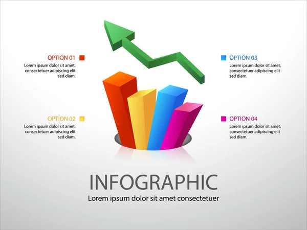 Infografía Colorida Tabla Crecimiento Ilustración Vectorial Con Opciones Pasos Lugar — Vector de stock