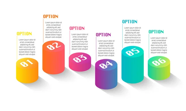 Infografía Colorida Creativa Con Opciones Pasos Con Textos Puede Utilizar — Vector de stock