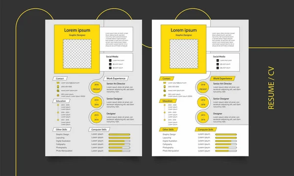 Curriculum Vitae Moderne Infographie Vectorielle Mise Page Affaires Modèle Jaune — Image vectorielle