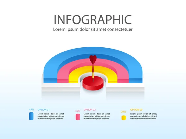 Gráfico Negocios Moderno Infografía Ilustración Vectorial Con Medio Gráfico Circular — Vector de stock
