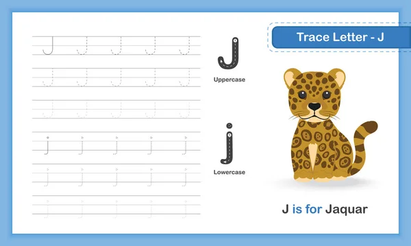 Trace Letter Animal Hand Writing Practice Book — 스톡 벡터