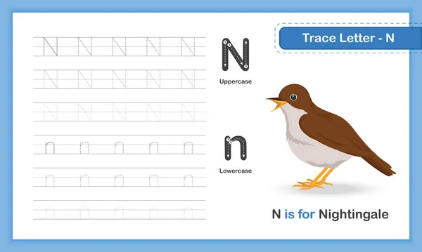 Trace Letter Animal Hand Writing Practice Book — 스톡 벡터