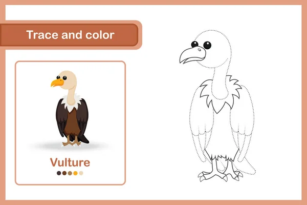 Feuille Dessin Pour Enfants Âge Préscolaire Trace Couleur Vulture — Image vectorielle