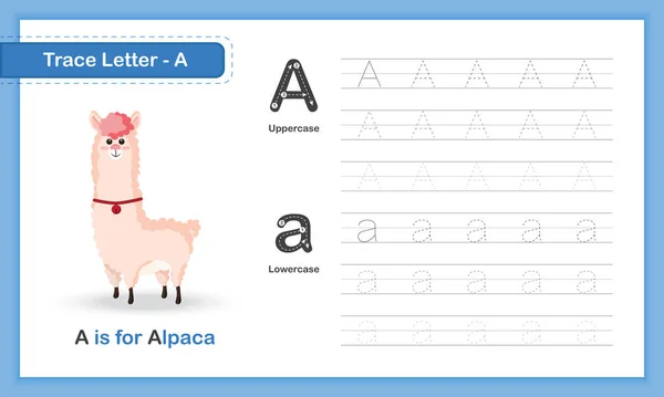 Trace Letter Animal Hand Writing Practice Book — 스톡 벡터