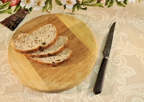 Cuchillo Vintage Hoja Acero Inoxidable Comida Rodajas Pan Dieta Gourmet — Foto de Stock