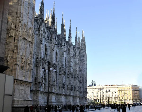 Milánó Régi Olasz Város Katedrális Duomo Középkori Épületek Városi Részletek — Stock Fotó
