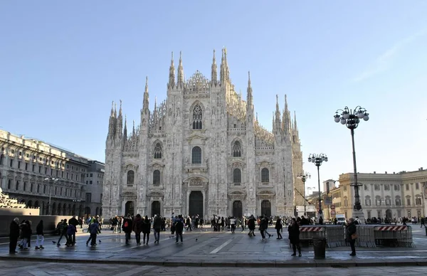 Régi Középkori Olasz Város Milánó Városi Építészet Városkép Katedrális Duomo — Stock Fotó