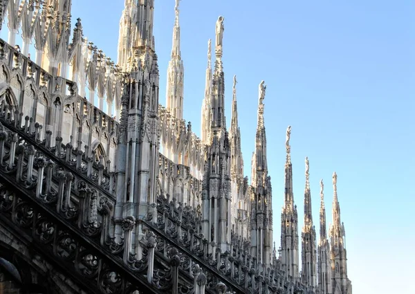 Milánó Régi Olasz Város Katedrális Duomo Középkori Épületek Városi Panoráma — Stock Fotó