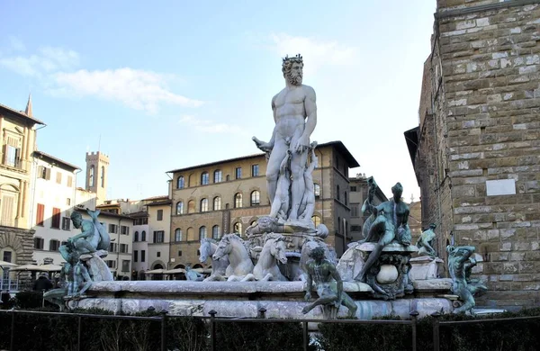 Florencja Stare Włoskie Miasto Średniowieczne Budynki Panorama Miejska Piękna Rzeźba — Zdjęcie stockowe