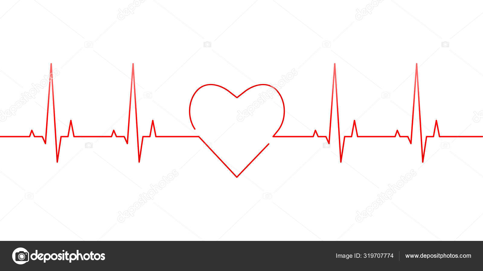 Red Heartbeat Heart Rate Line Concept Isolated White Background Vector ...