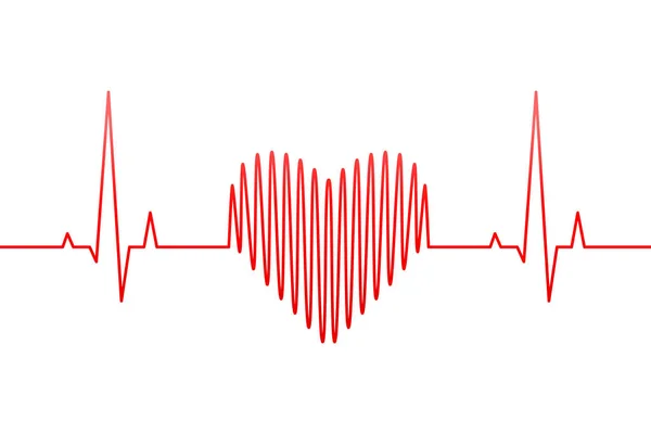 Red Heartbeat Heart Rate Line Wave Love Health Medicine Concept — Stock Vector