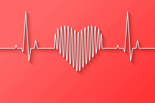 Heart Beat Rate Pulse Line Concept Made Flat Design Light — Stock Vector